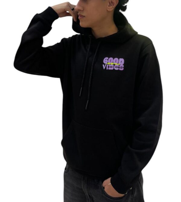 FEELING | GOODVIBES PURPLE LOGO HOODIE BLACK - Image 4