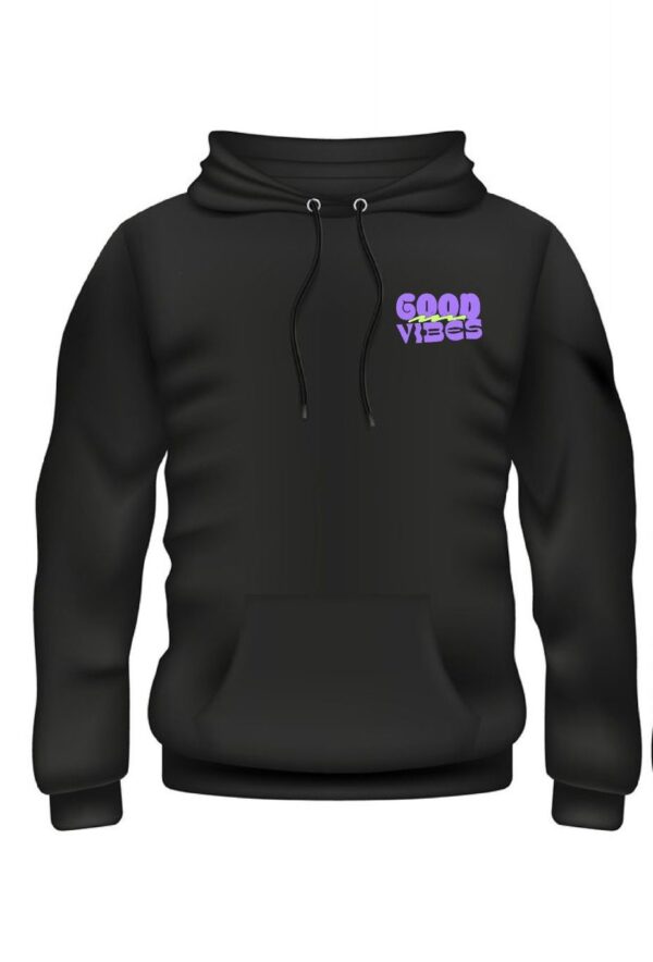 FEELING | GOODVIBES PURPLE LOGO HOODIE BLACK - Image 2