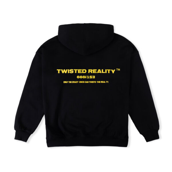 TWISTED REALITY | EST 1999 YELLOW LOGO / BLACK HOODIE - Image 2