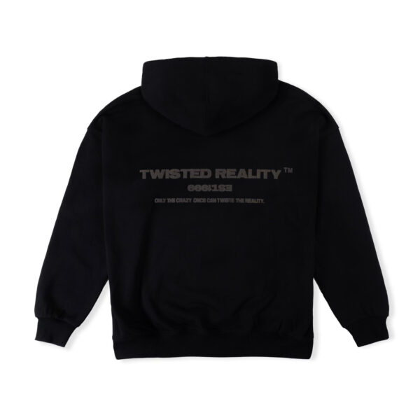 TWISTED REALITY | BLACK LOGO / WASHED BLACK HOODIE - Image 2