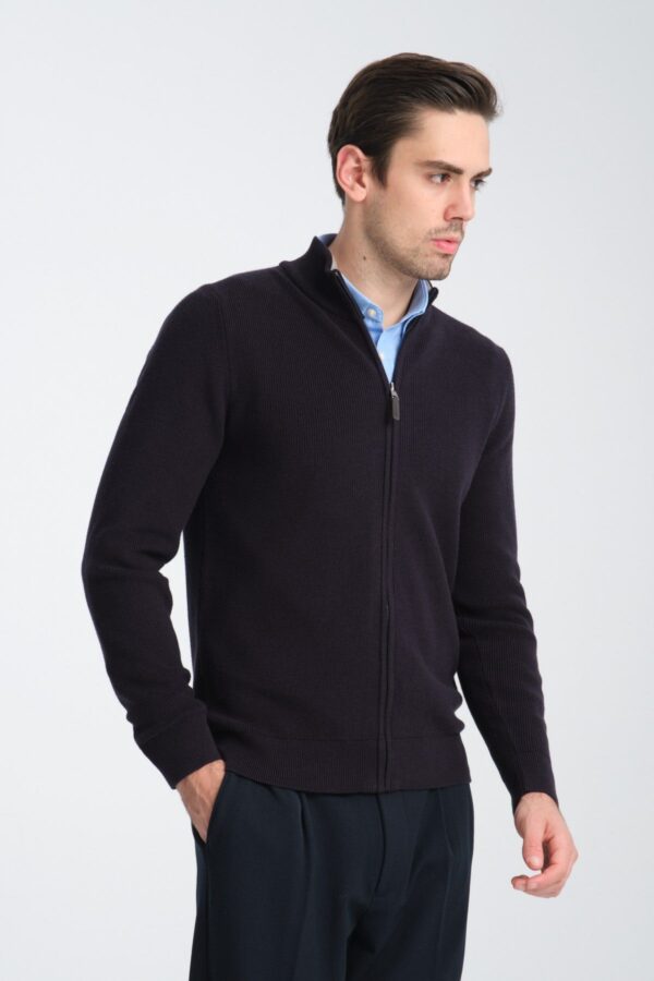 CELSO | ZIP-UP KNIT JACKET NAVY - Image 3