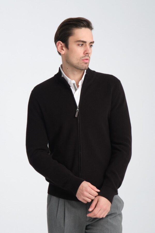 CELSO | ZIP-UP KNIT JACKET BLACK - Image 2