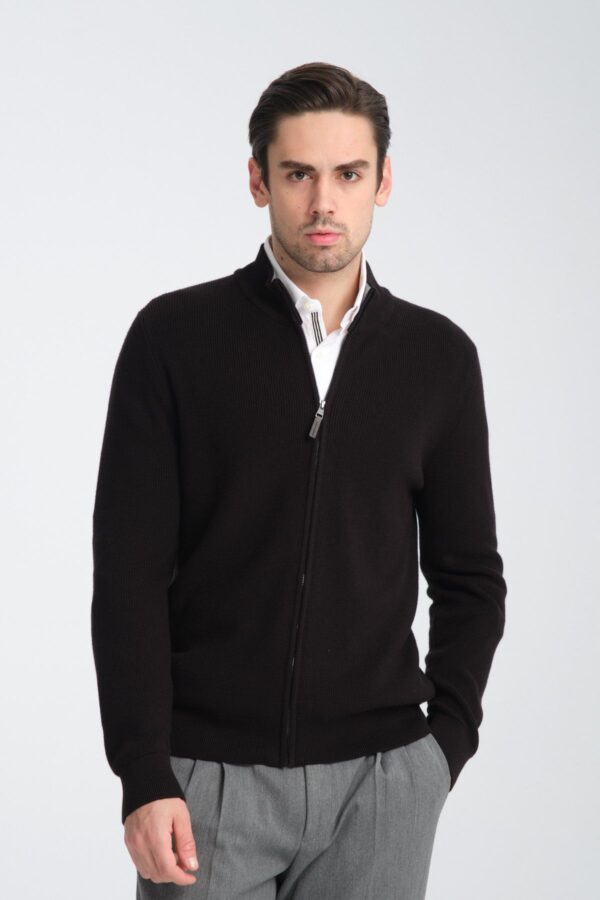 CELSO | ZIP-UP KNIT JACKET BLACK - Image 4